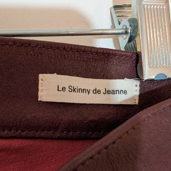 Frame Le Skinny de Jeanne Bordeaux 100% Lamb Leather Skinny Pants Size 27 Luxury - Picture 6 of 7